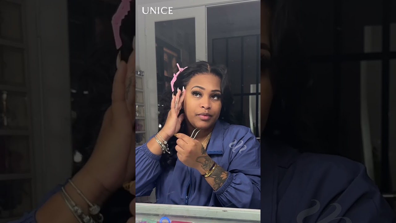 UNice Lace Frontal & Feathered Layers Drawstring Loose Wave with Face Framing Curtain Bangs