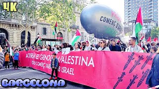 Manifestación Contra el Genocidio y los Bombardeos en Gaza 2024 Barcelona 4K