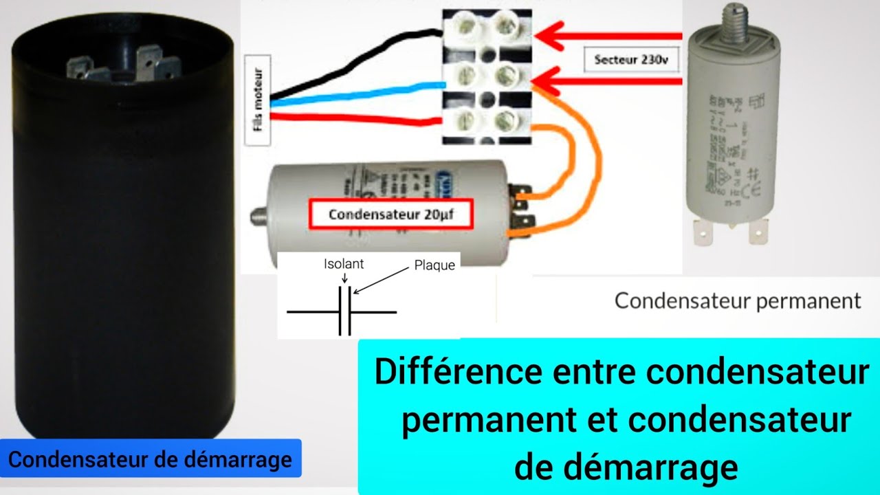 différence entre condensateur permanent et condensateur de démarrage -  YouTube
