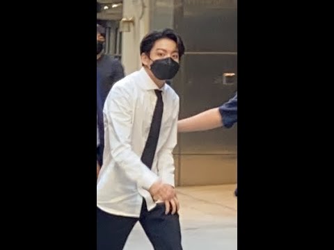 BTS members Jin, Suga, V and Jungkook walk in to the garage of their hotel in NYC