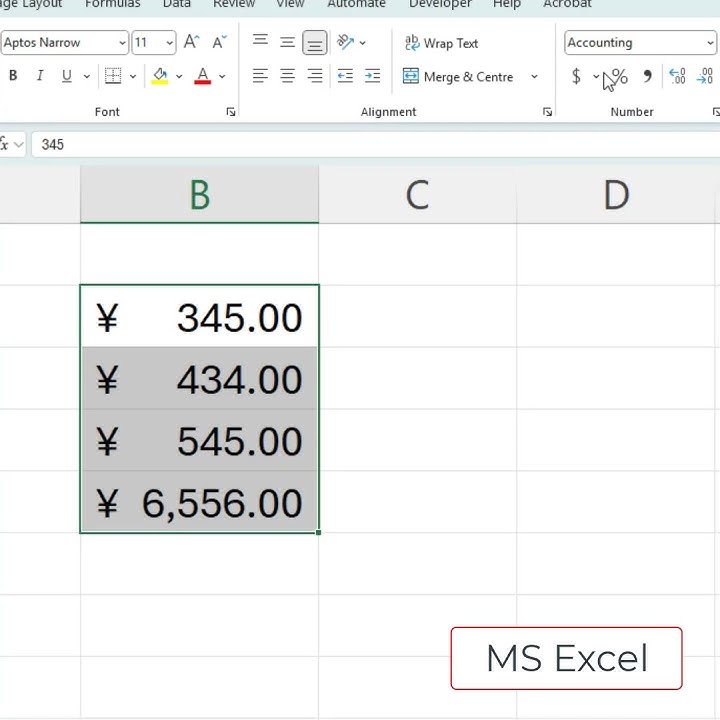 MS Excel Changing Currencies