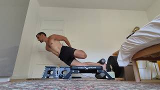 One leg Nordic curl + quad stretch grip