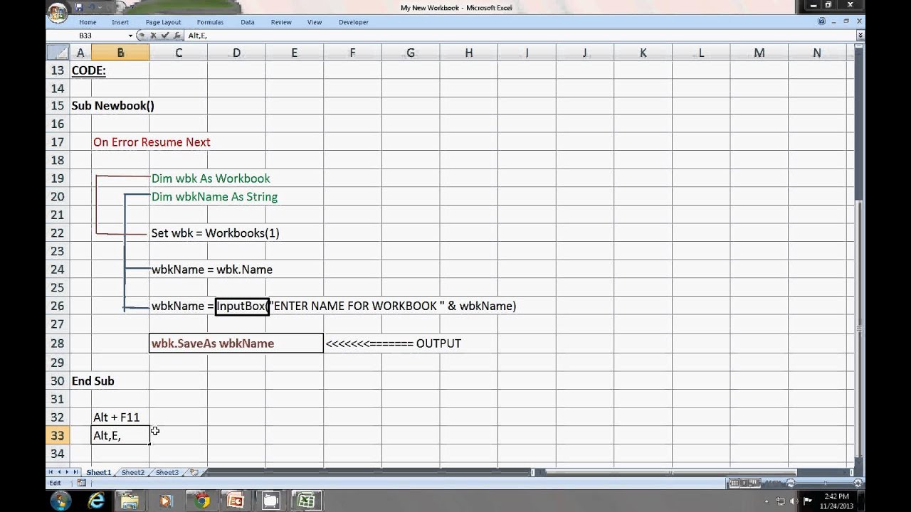 Excel VBA :To Change Workbook Name Using Macro - YouTube