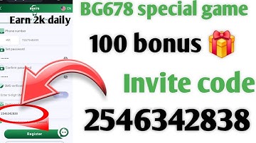 Bg 678 game invite code / bg 678 game special invite code/ bg678 game me ragister kaise karen/