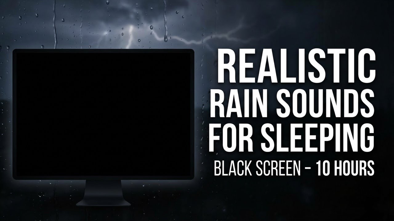 Realistic Rain Sounds for Sleeping BLACK SCREEN 10 Hours Cure Insomnia Tonight