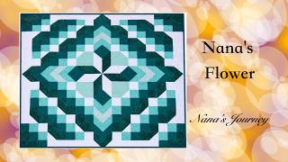 Nana's Flower: Easy quilt with only whole squares and HST's.
