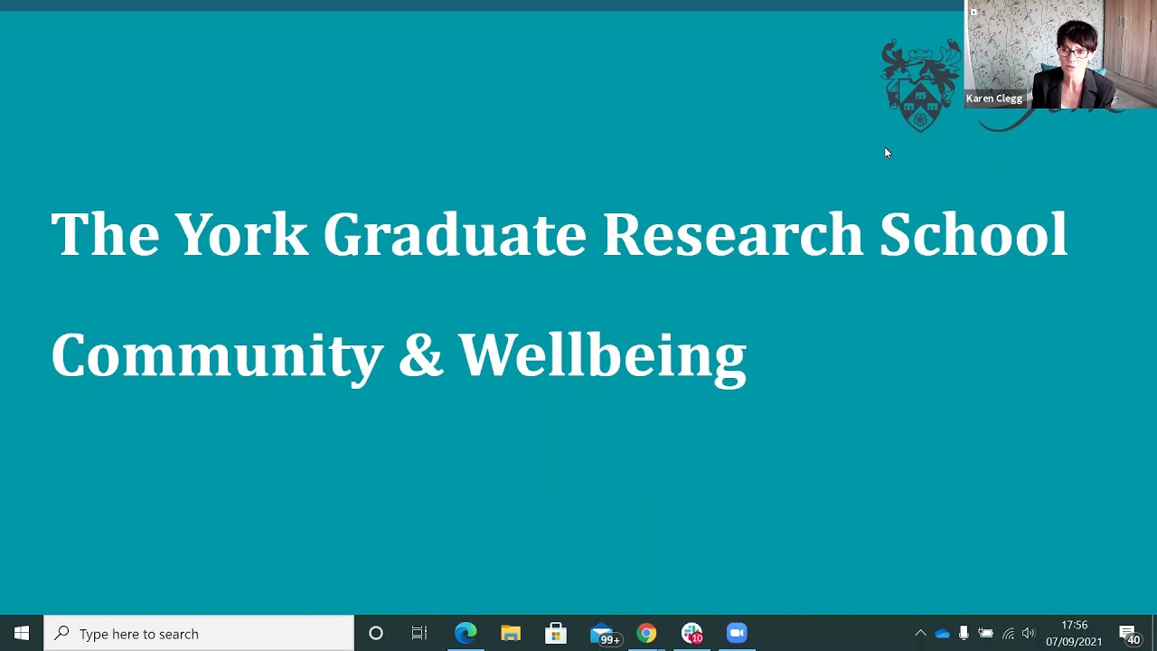 Training, Support, Mentoring and Buddying - Dr Karen Clegg of the Research Excellence Training Team goes through all the support available to you at York.
