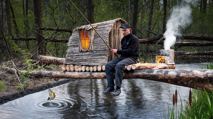 Building a Bushcraft Survival Shelter Over Water | Catch & Cook in the Wild