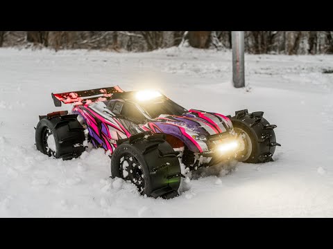 Restored Traxxas Rustler 4x4 VXL in the snow! ❄️