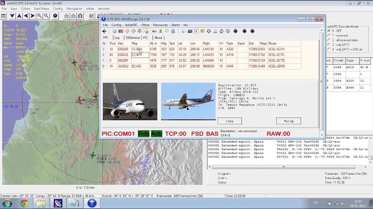 Mode-S en Chile - Adsscope y IC7K con ADSB#