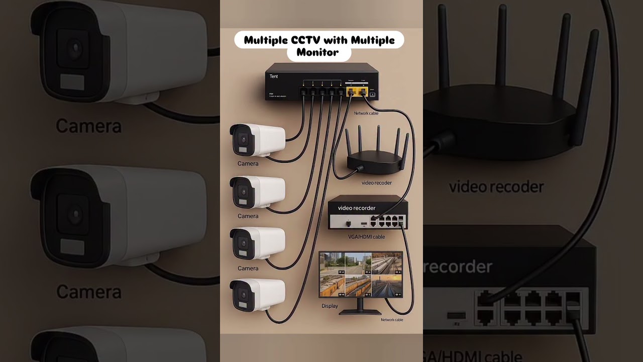 CCTV camera connection with multiple monitors 