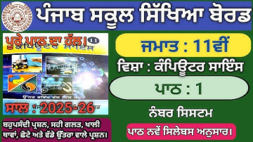 Class 11th Lesson 1 number system Session 2025 Computer science