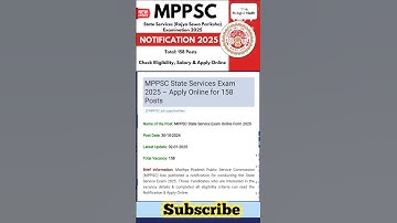 MPPSC State Service Exam 2025 #job #education