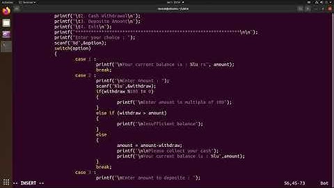 Coding Project - ATM transactions using C Programming language in Linux OS