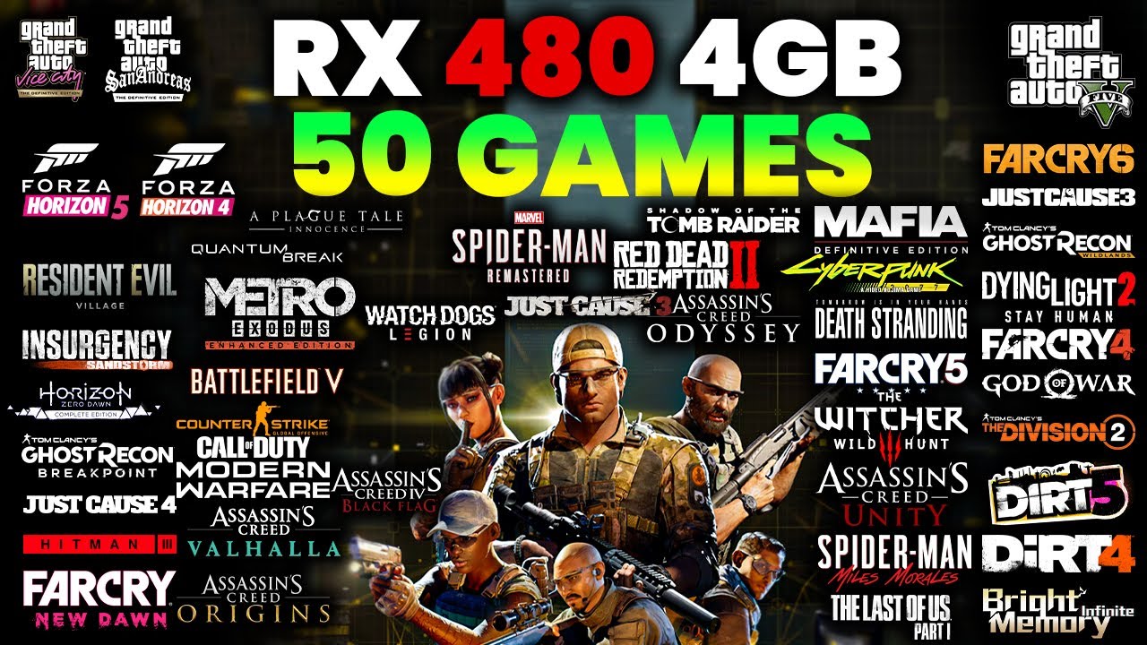 RX 480 4gb - i5 8400 - 50 Games Test Best Setting in 1080p 2023