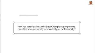 Data Champions Programme: Personal, Academic and Professional Benefits
