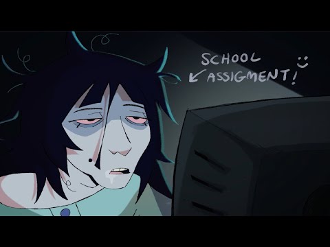 sleep deprived creepypasta fan - school work (+ process)