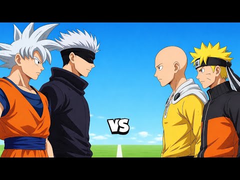 Goku & Gojo  vs Saitama & Naruto 🤯 #animebattle 