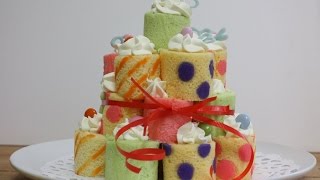 How to make Roll cake Tower  ロールケーキタワー 作り方　レシピ