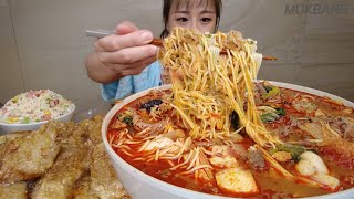 SUB) Spicy Malatang Noodles Guobaorou Ham egg fried rice Lamb beef dumplings REAL SOUND ASMR MUKBANG