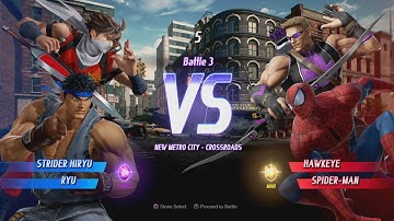 Marvel vs Capcom -  Strider Hiryu & Ryu vs Hawkeye & Spiderman