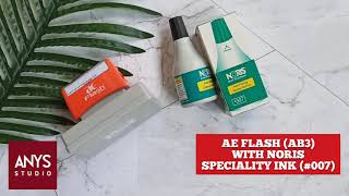 NORIS Speciality Ink (#007) ft AE Flash Preinked Stamp (AB3)-Stamped on Plastic
