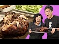 Wee & Tee Cook: MOMOFUKU'S BO SSAM - Korean pork & raw oyster lettuce wraps  - Cooking w/My Brother