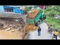 Start a large-scale project to fill deep rice fields using 5-ton earthmoving truck&amp; D20-P bulldozer.