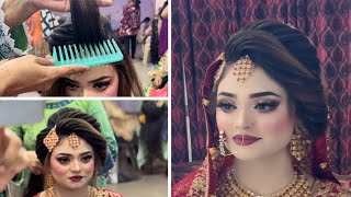 Bridal Hairstyle Full Tutorial || Ouj Beauty Parlour