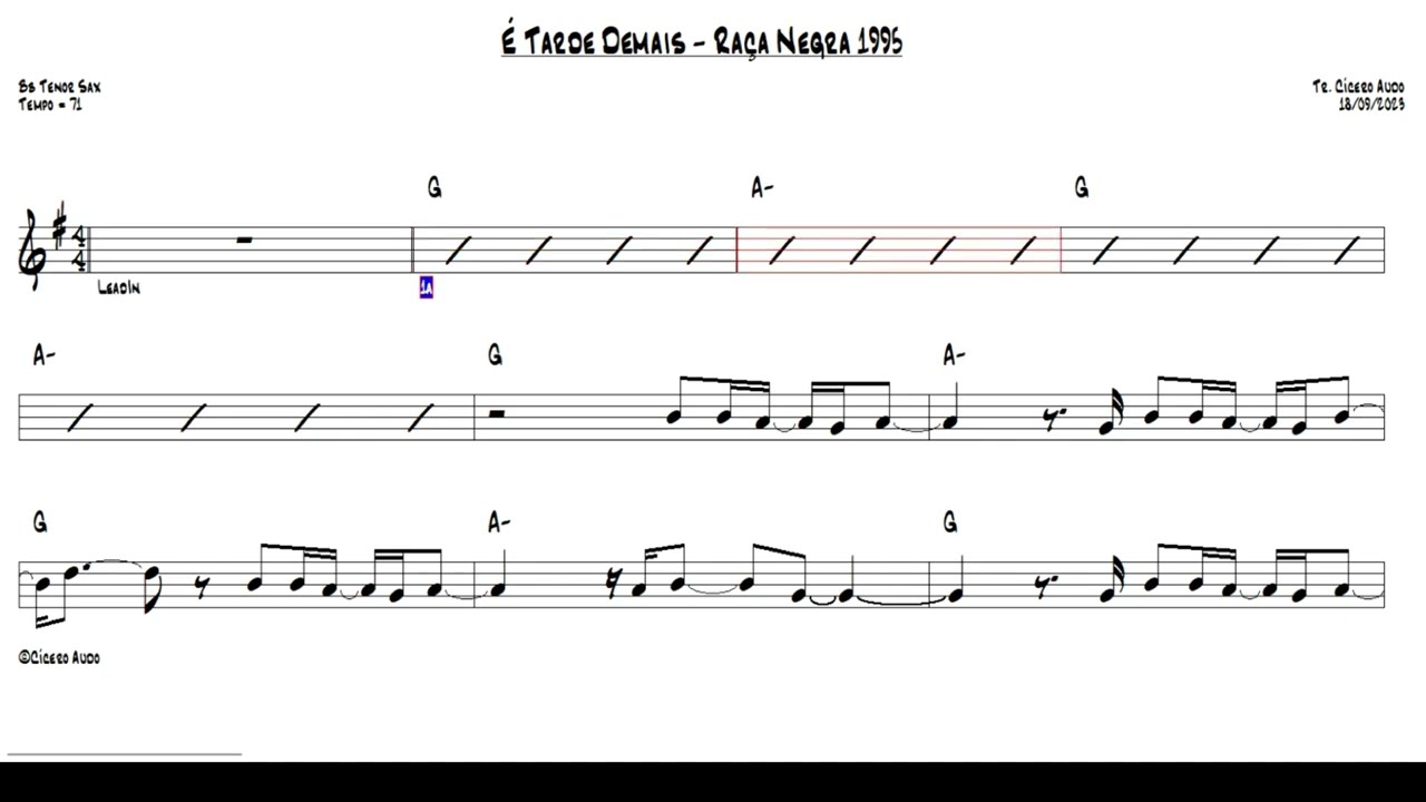 Raça Negra - TARDE DEMAIS e ESTOU MAL - Tenor Sax PDF