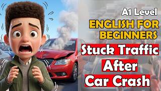 Stuck in Traffic After a Car Crash! | English Listening A1 Level | Slow English for Beginners