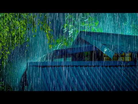 (NO ADS) Fall Asleep In 3 Minutes | Heavy Rain & Loud Thunderstorms On A Metal Roof At Night