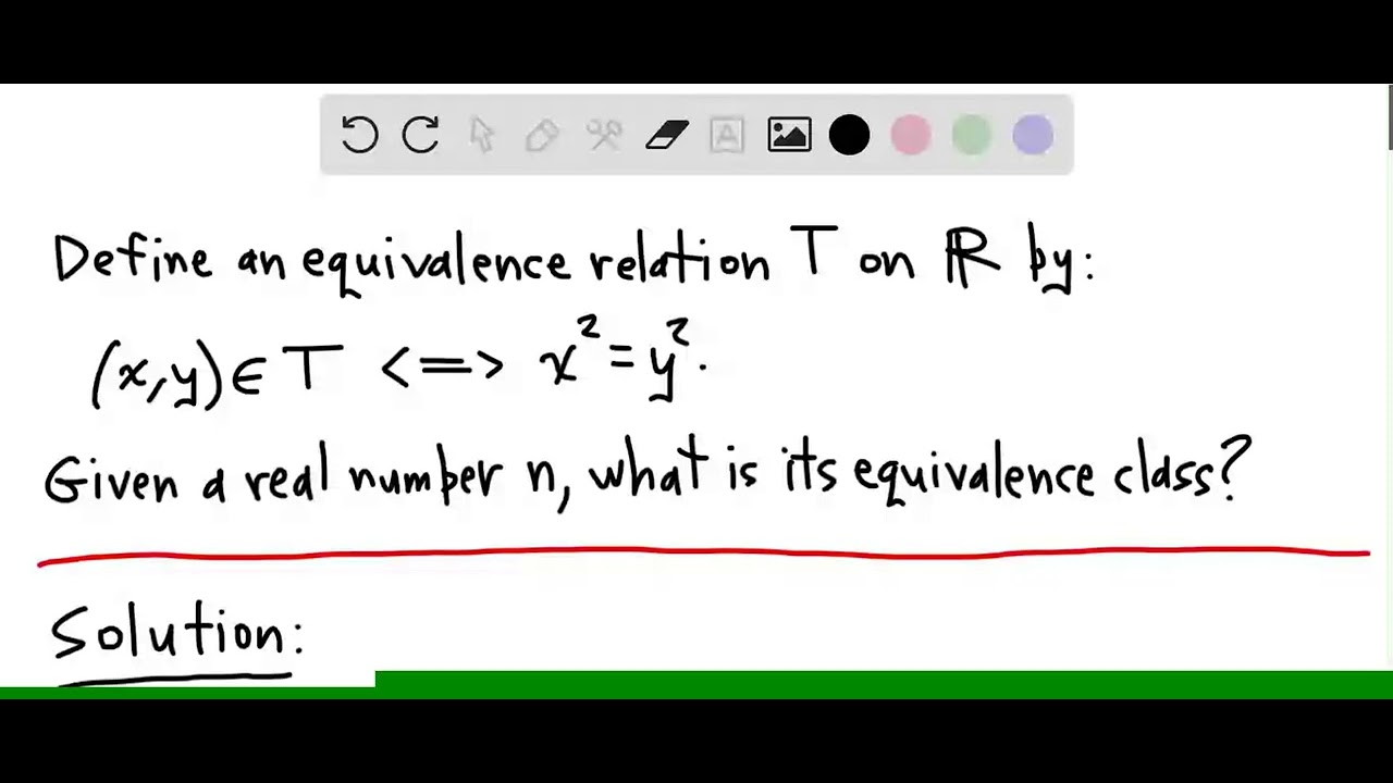 Define equivalence relation on the set of real numbers as follows x