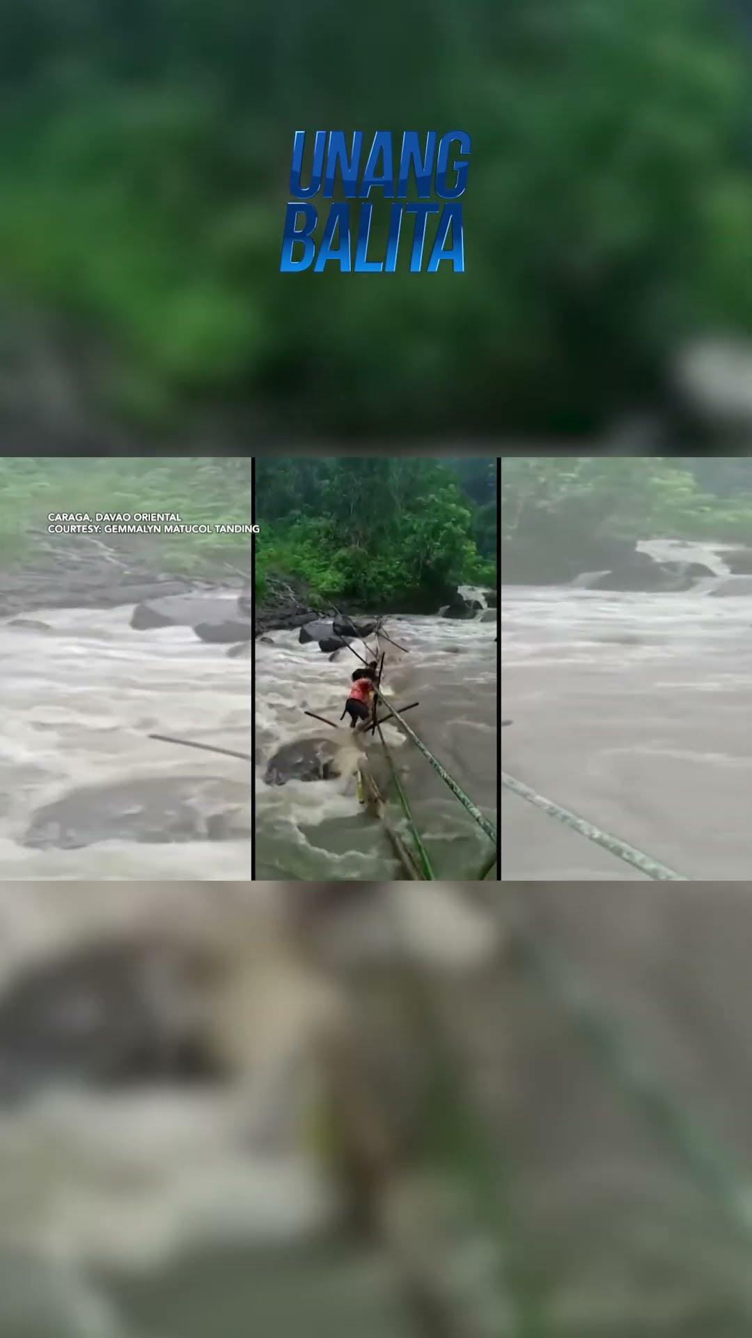 Tulay na gawa sa kawayan, bumigay dahil sa rumaragasang tubig; Estudyante... #shorts | Unang Balita