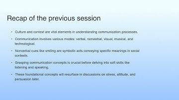 Recap of the previous session | Lecture 2: Understanding the Communicative Environment – II