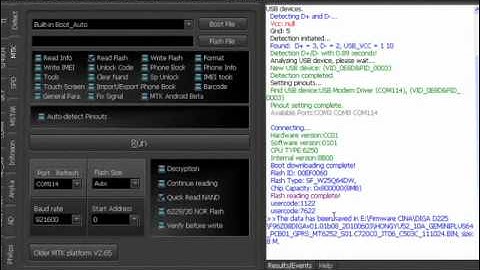 Scan usb read writeflash MT6250 Volcano
