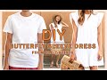 DIY Butterfly Sleeve Babydoll Dress from T-shirt - Refashion old T-shirt idea