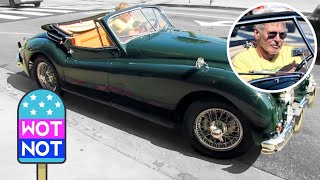 Harrison Ford Takes His Jaguar XK140 Classic Sports Car For A Spin