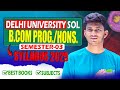 DU SOL BCom Prog and Hons Sem 3rd Subjects/Syllabus/Books and Free Lectures 2025