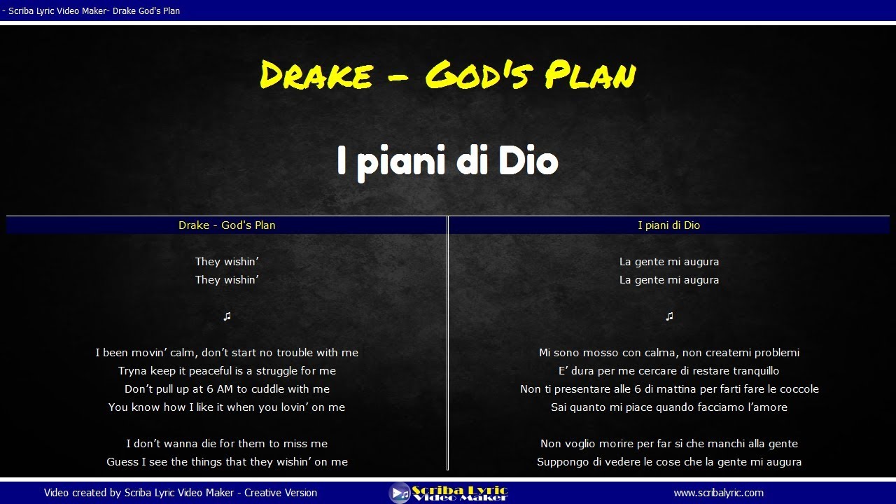 Drake God S Plan Traduzione Italiano Inglese Con Testi Paralleli Youtube