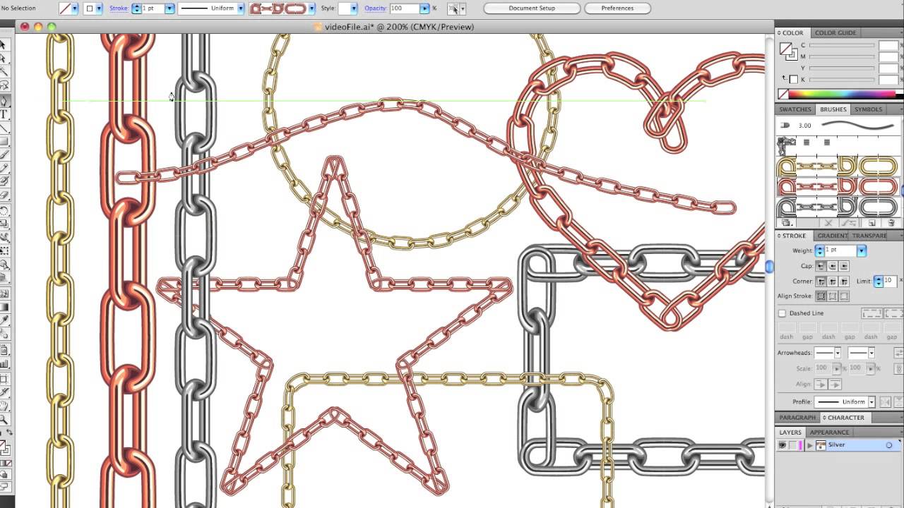 Adobe Illustrator Chain Brush with Ready Made Assets - YouTube