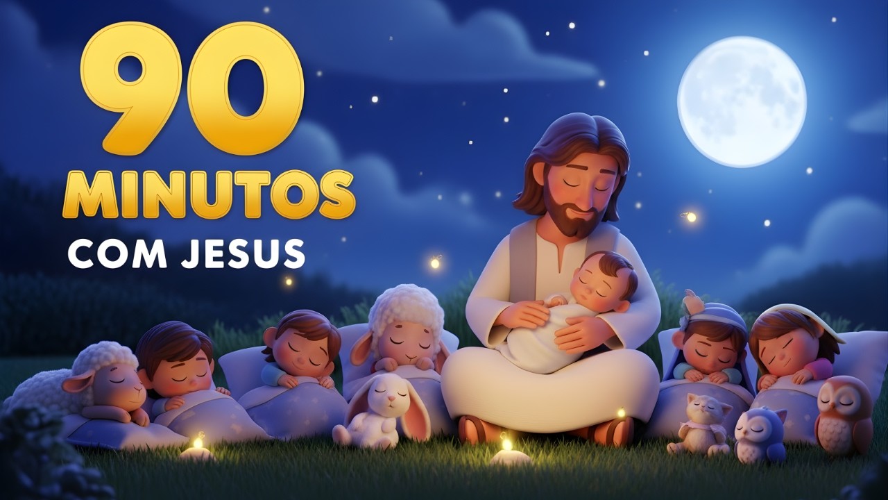 90 Minutos com Jesus | Música Infantil Animada | Música de Ninar Bebê Dormir e Acalmar