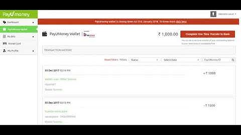 Withdraw PayUMoney Wallet Balance to Bank Account