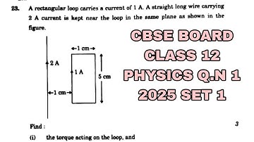 A rectangular loop carries a current of 1 A. A straight long wire carrying 2 A current is kept 
