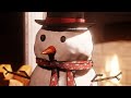 cosy Snowman by the fire