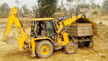 JCB 3Dx Super Loading Soil Into A Dump Truck - Full Loading - Amazing Work - Backhoe Loader Loading