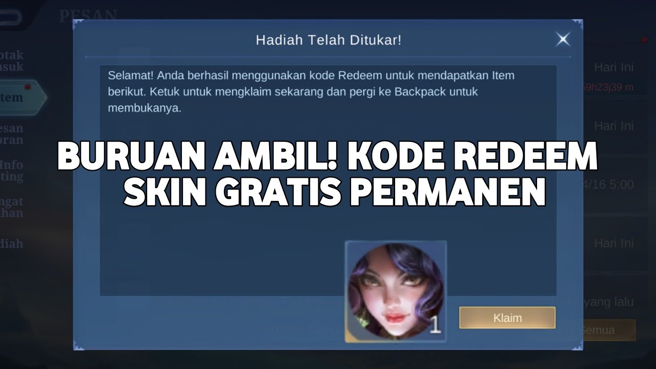 BURUAN AMBIL! KODE REDEEM SKIN GRATIS PERMANEN MOBILE LEGENDS | KODE ...