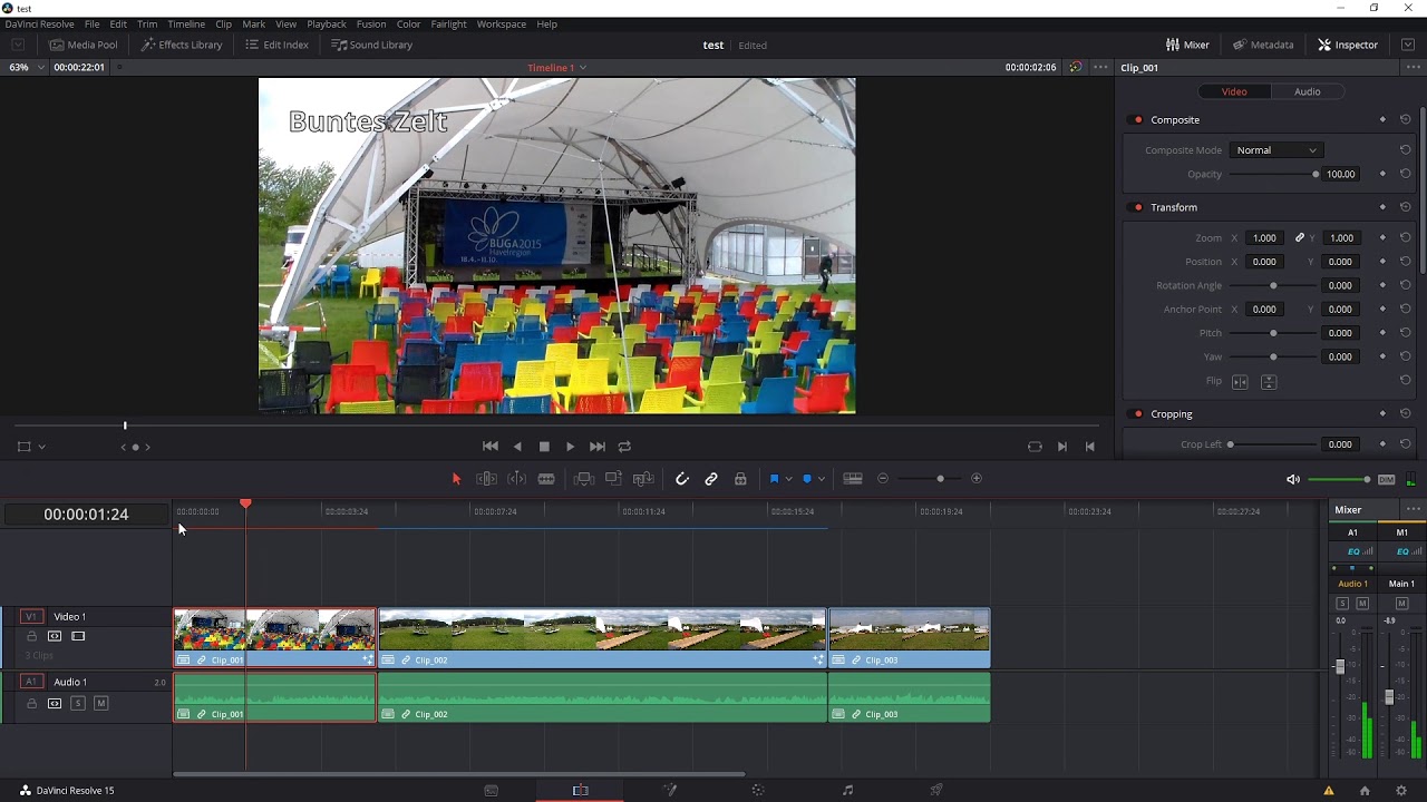 Titeltext mit Kontur in DaVinci Resolve 15
