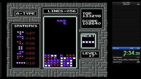 Tetris NES 100 Lines (4:27.04)