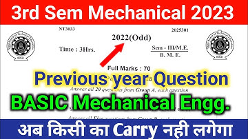 Basic Mechanical Engg. II 3rd Sem Mech. Engg. II PYQ II Sbte Bihar